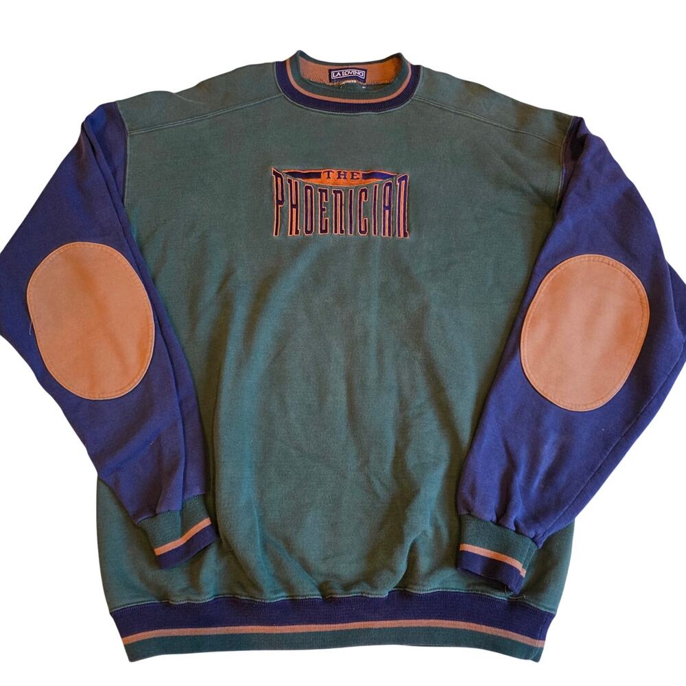 Vintage 90s LA‎ Loving The Phoenician Colorblock Sweatshirt Elbow Patches XL